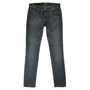 Retro 7 For All Mankind Roxanne Slim Straight Jeans Size 26 Low Rise Gray Wash‎